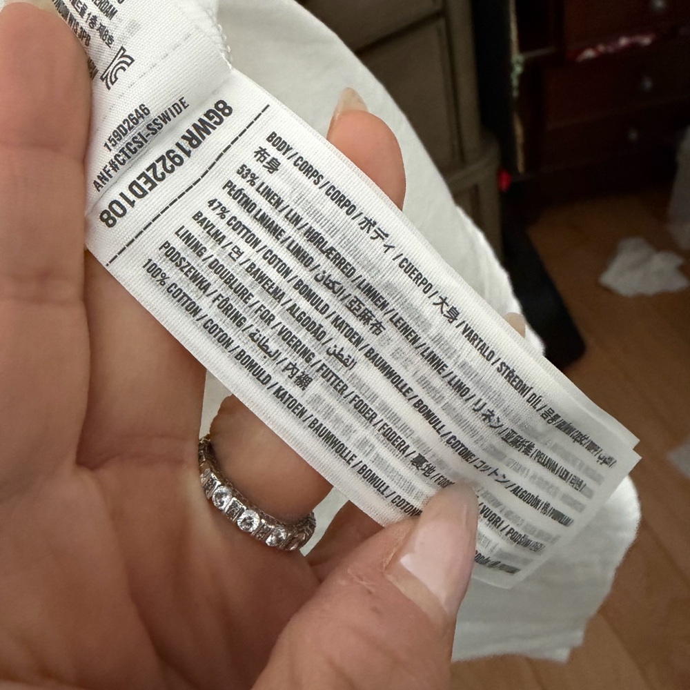 Abercrombie & Fitch Linen-Blend Button-Through Mini Dress LT - Picture 8 of 8